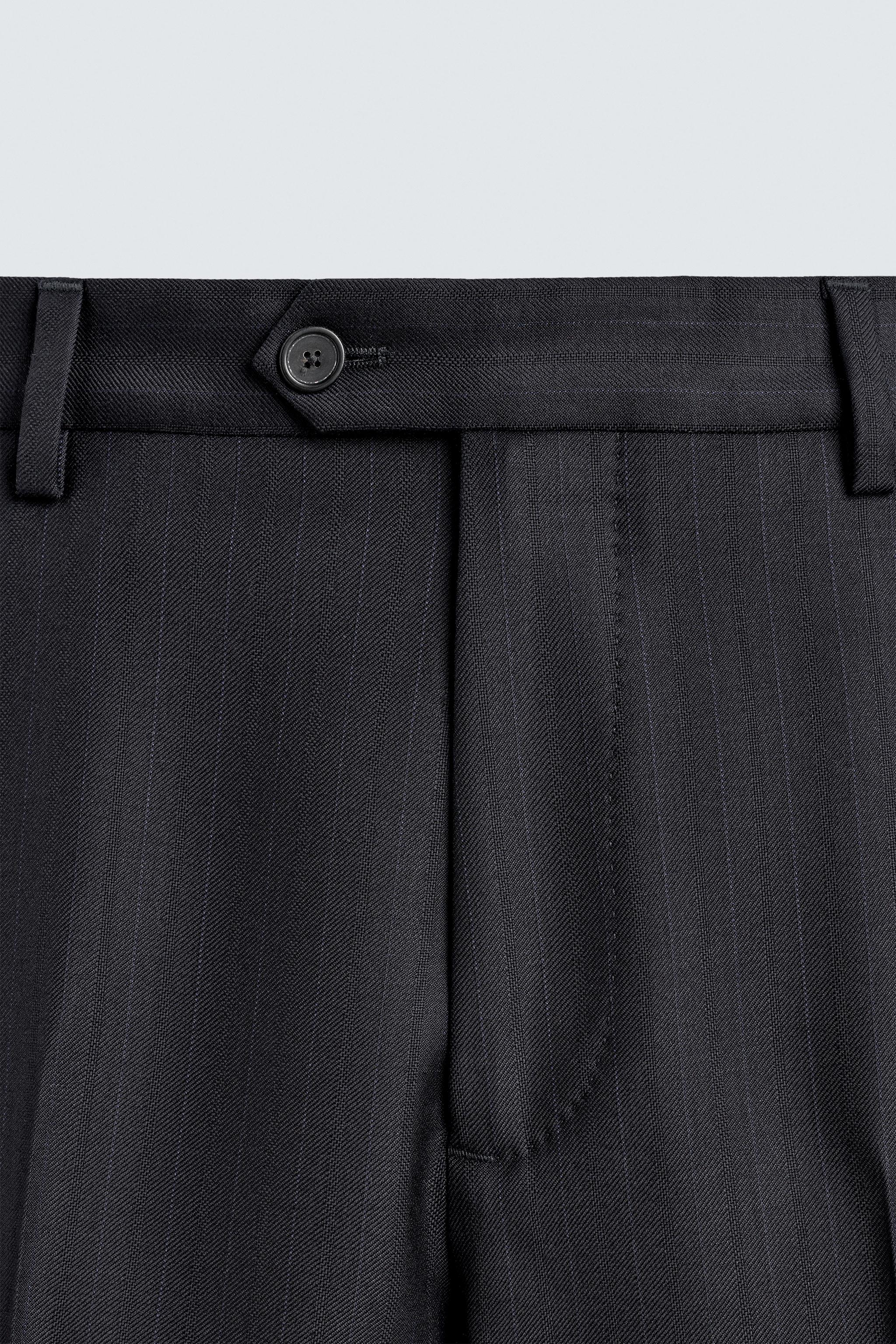 100% WOOL PINSTRIPE SUIT PANTS