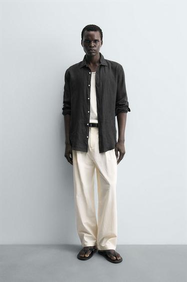 CAMISA REGULAR FIT LINO - Negro de Zara - Imagen 0
