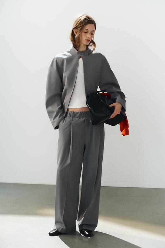 ELASTICATED PLEATED TROUSERS - Charcoal grey by Zara - Image 0