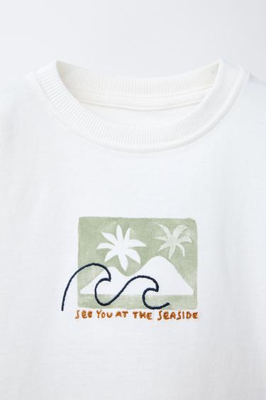 PRINTED AND EMBROIDERED T-SHIRT - White by Zara - Image 2