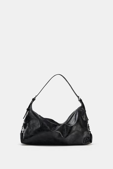 METALLIC BUCKLE SHOULDER BAG - Black by Zara