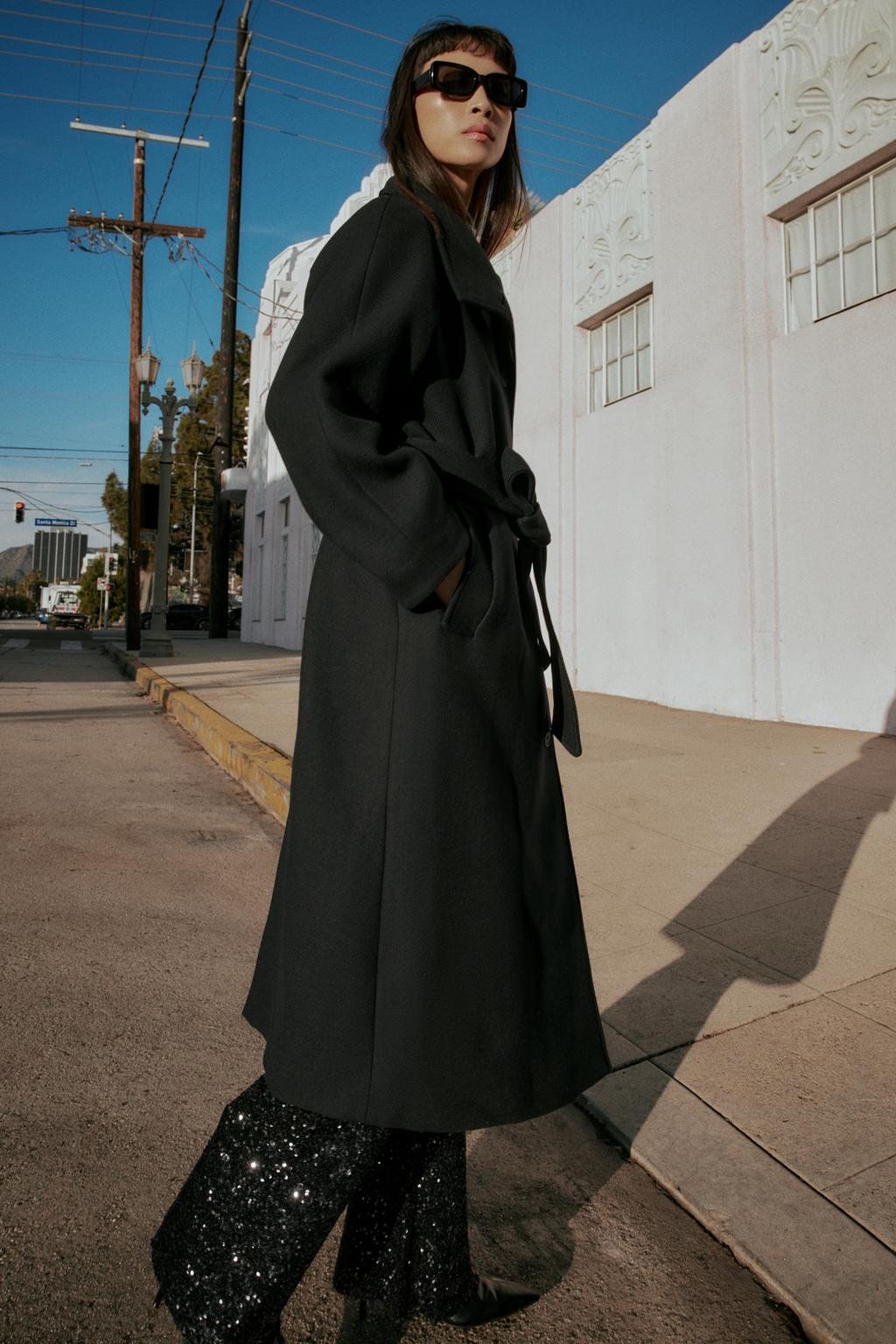 LONG WOOL COAT WITH HIGH NECK - image 2