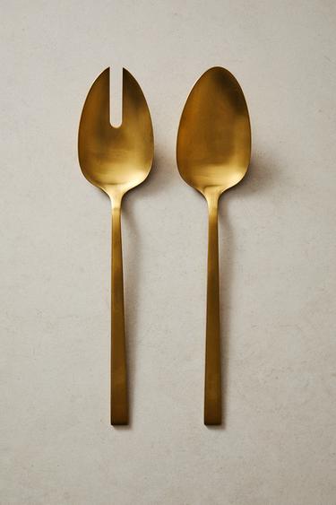 GOLDEN STEEL SALAD CUTLERY SET (SET OF 2) - Gold by Zara