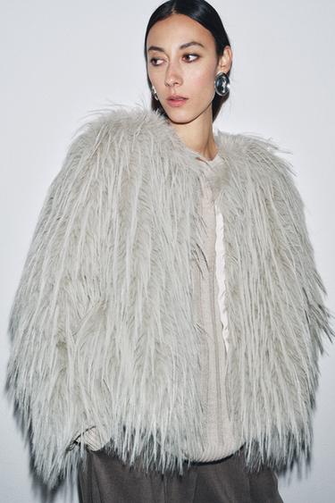 ZW COLLECTION FAUX FUR COAT - Light grey by Zara