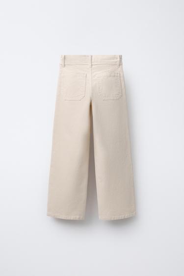 STRAIGHT VELVET TROUSERS - Ecru by Zara - Image 1