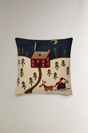 HOUSSE DE COUSSIN MAISON ENNEIGÉE NOËL - Bleu de Zara - Image 0