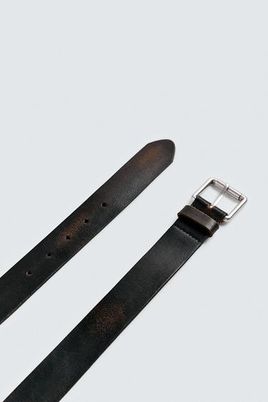 CEINTURE EN CUIR EFFET VINTAGE - Noir de Zara - Image 2