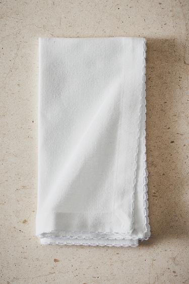 Zara SET OF SCALLOPED NAPKINS (SET OF 2) - White