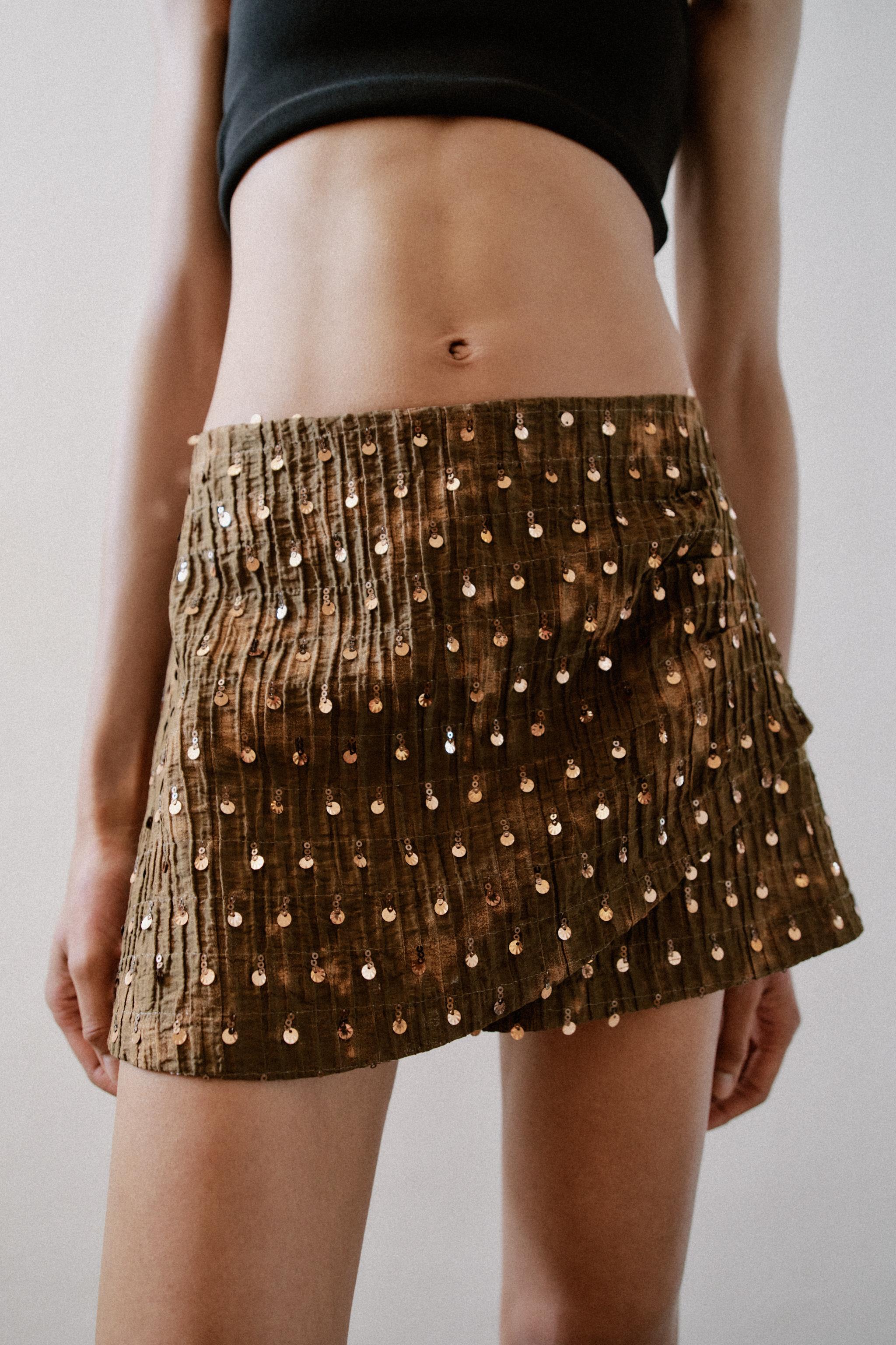 JUPE-PANTALON CROISÉE À PAILLETTES