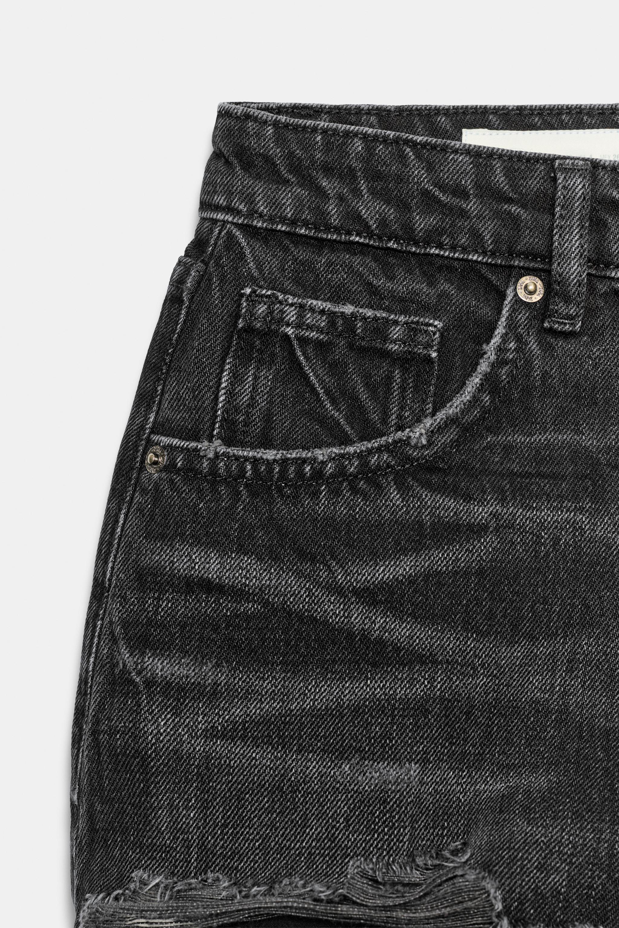Женские шорты Zara TRF RIPPED HIGH-WAISTED DENIM SHORTS — фото 7