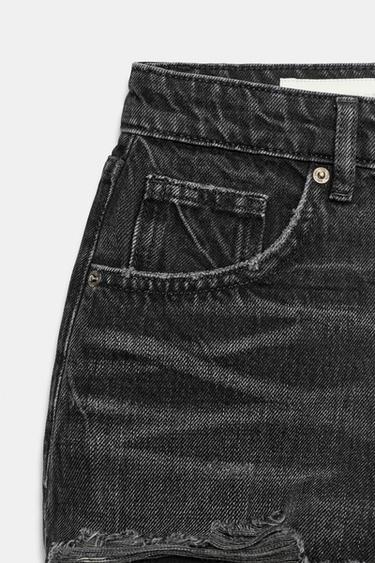 SHORT EN JEAN TRF TAILLE HAUTE DÉCHIRÉ - Noir de Zara - Image 6