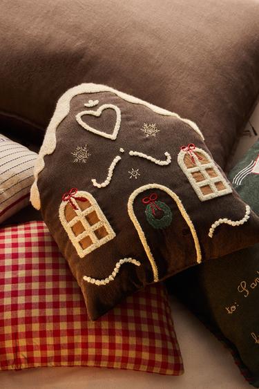 KINDERKISSEN AUS CORD IM WEIHNACHTS-LOOK - Braun von Zara