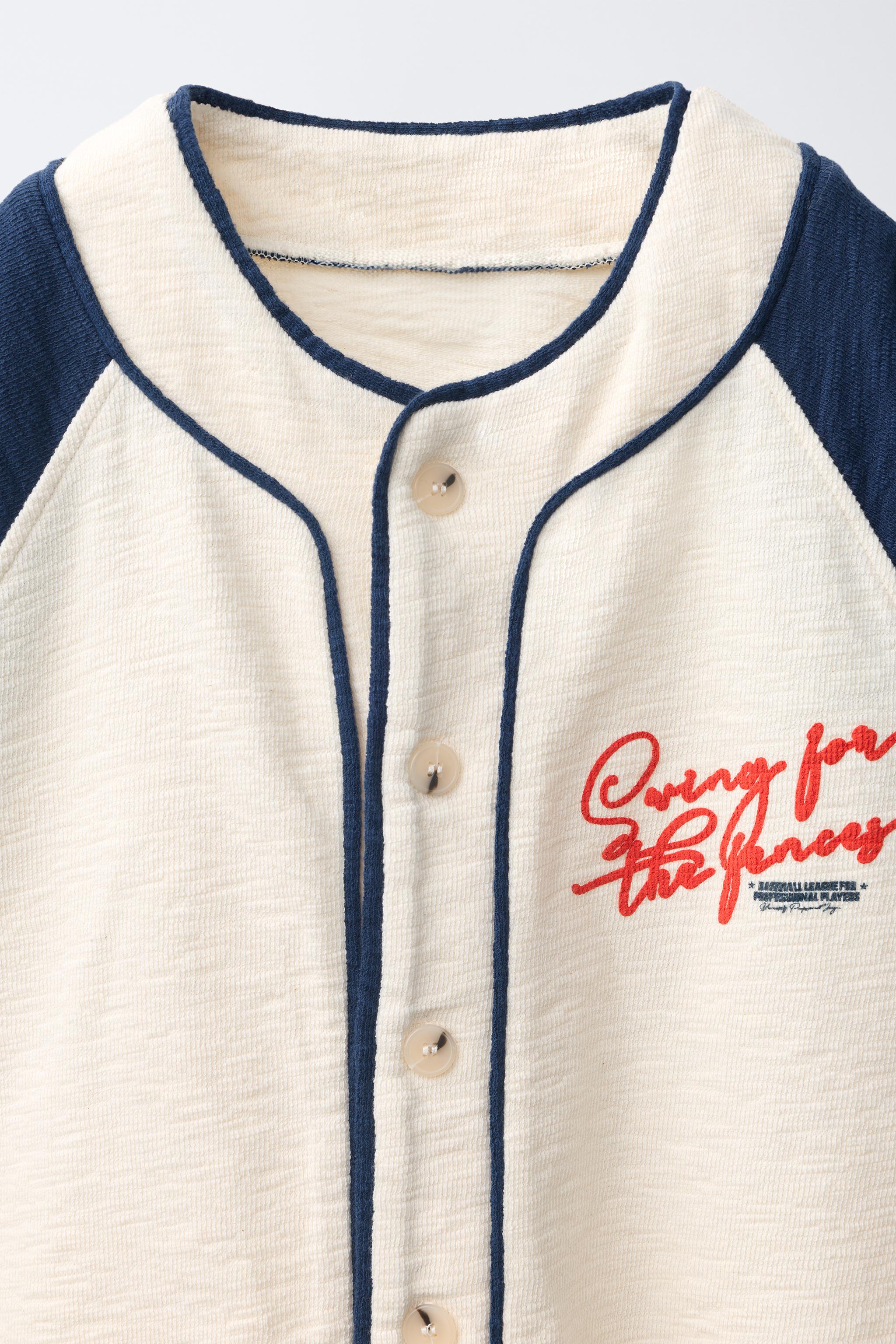 Детские рубашки Zara TEXT BASEBALL SHIRT — фото 4