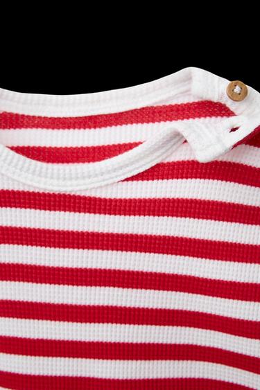STRIPED WAFFLE T-SHIRT AND BERMUDA SHORTS SET - Red by Zara