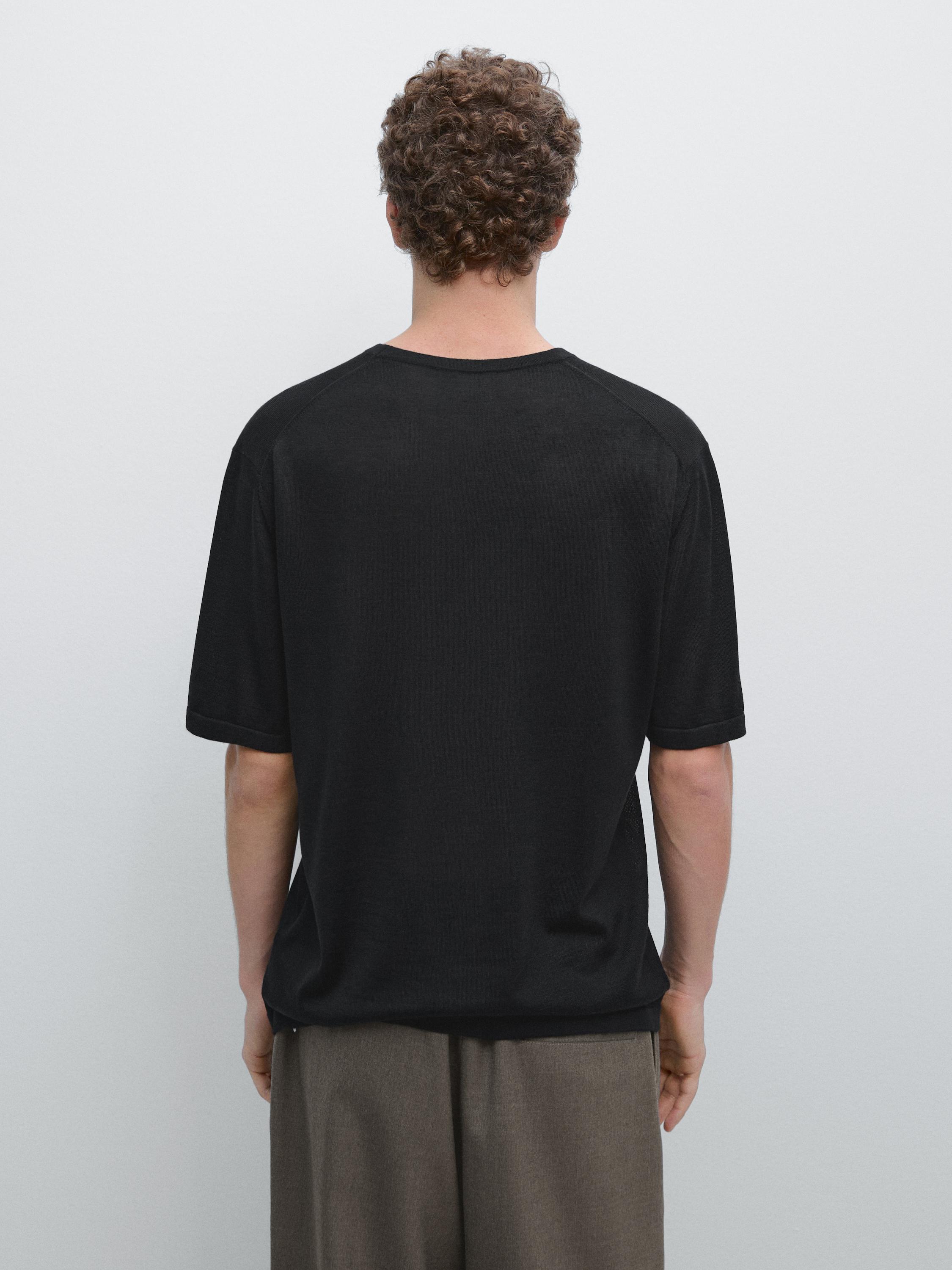 Short sleeve wool blend T-shirt