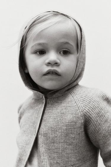 קרדיגן מתערובת צמר וקשמיר - חום חזק של Zara