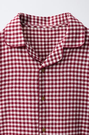 6-14 ANS/ PYJAMA EN FLANELLE À CARREAUX VICHY - Bordeaux de Zara