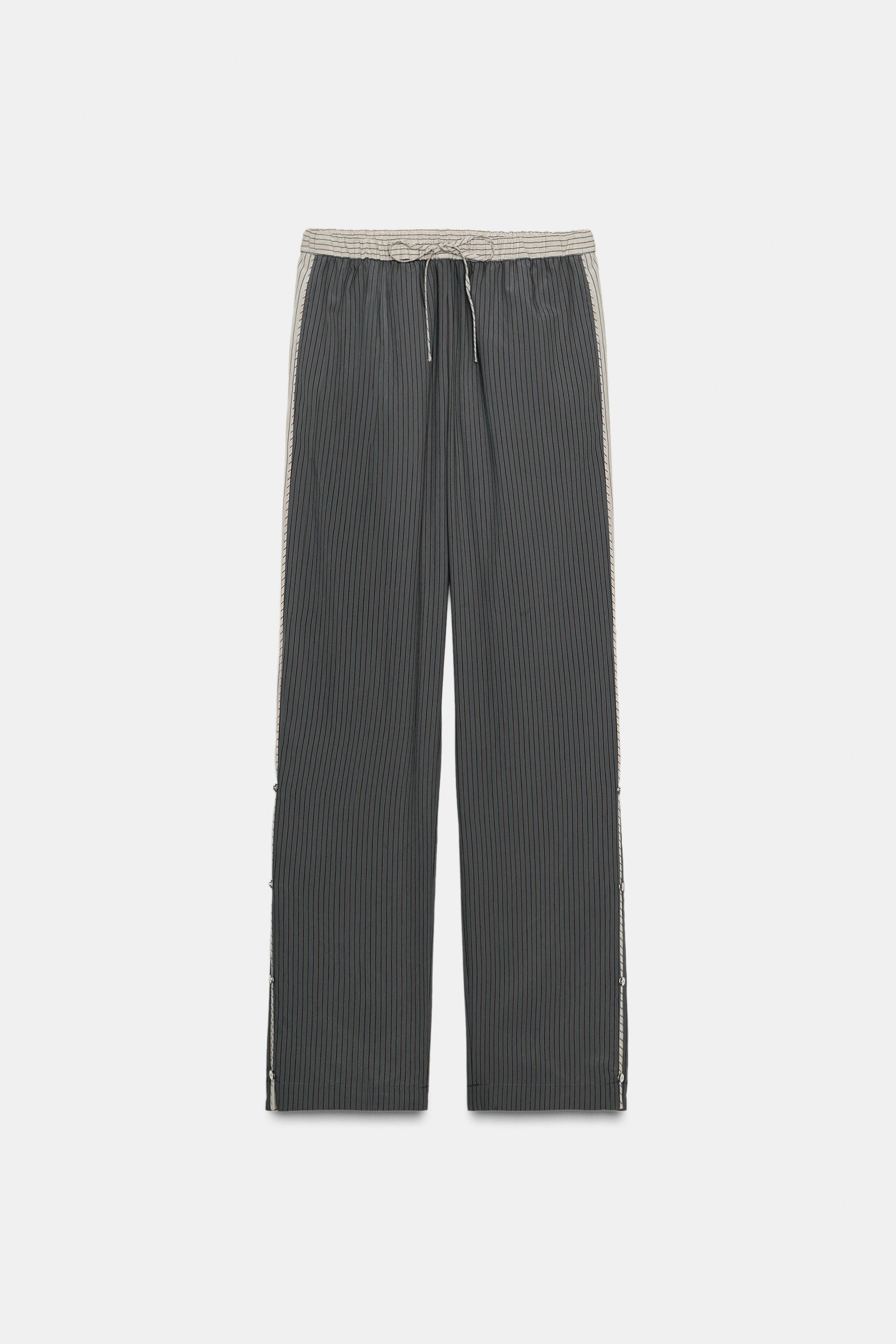 PANTALON À RAYURES EN MÉLANGE DE VISCOSE