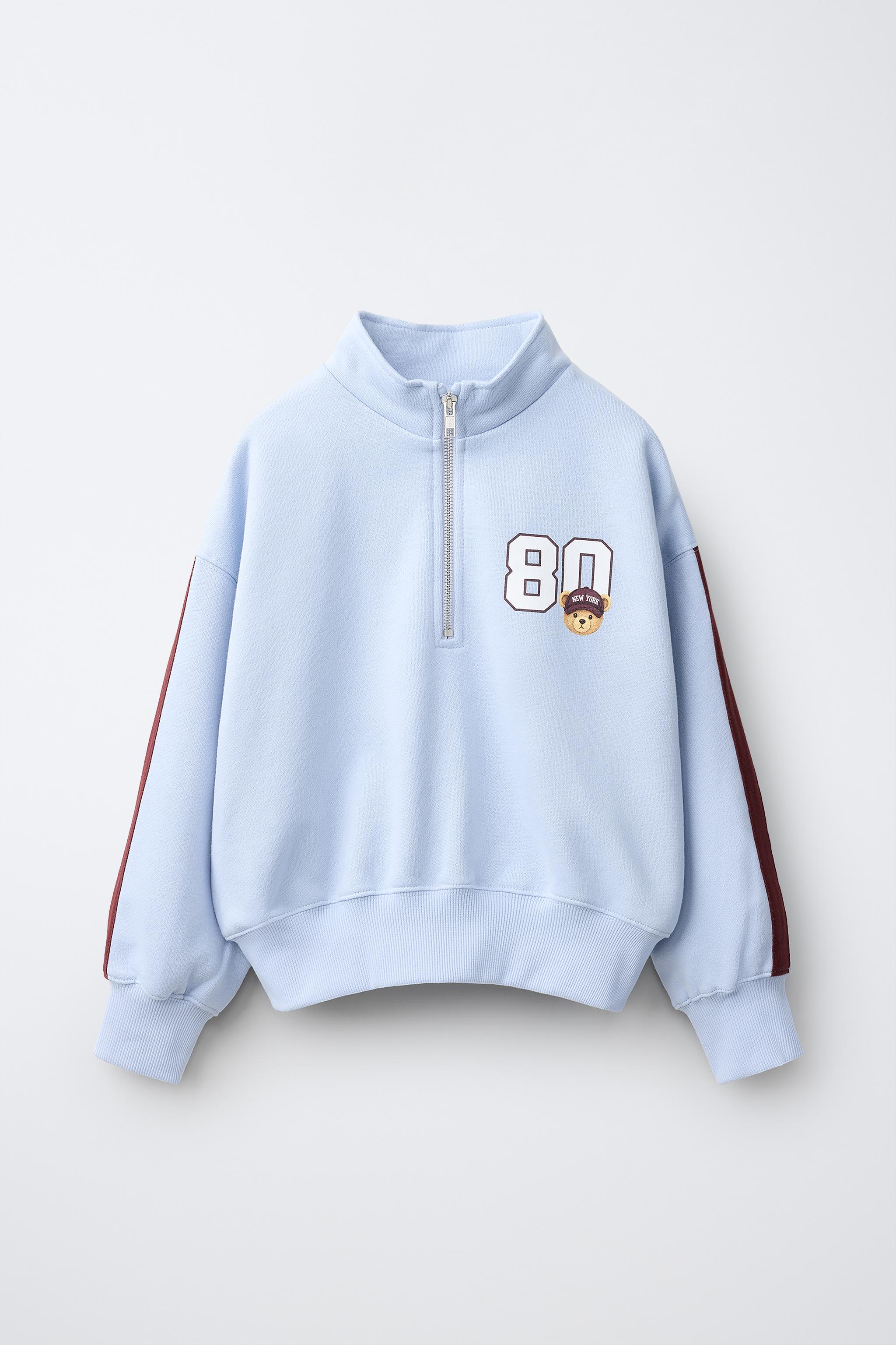 HIGH-NECK JOGGING SWEATSHIRT — Sky blue