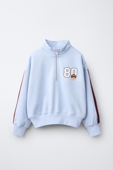 HIGH NECK SPORTY SWEATSHIRT - Sky blue by Zara