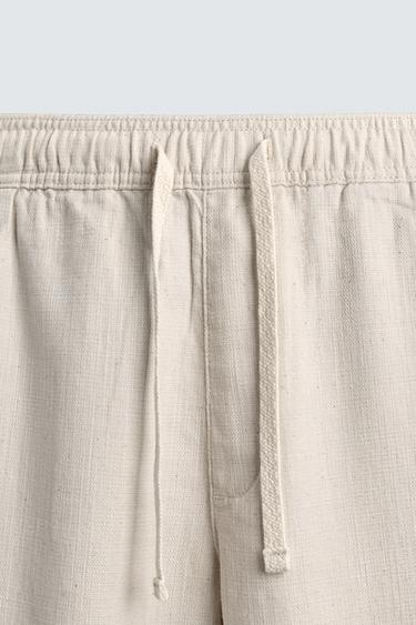 TEXTURED RELAXED FIT TROUSERS - Light beige by Zara - Image 7