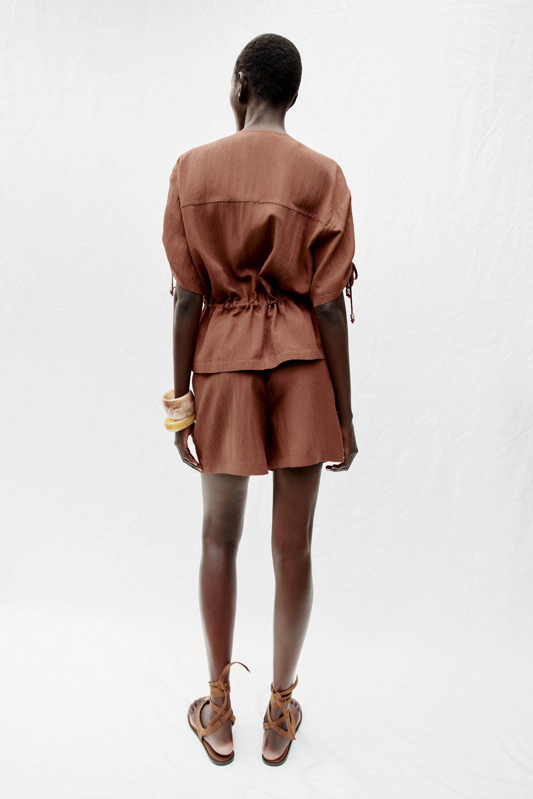 Zara BONCUK DETAYLI BERMUDA görsel 5