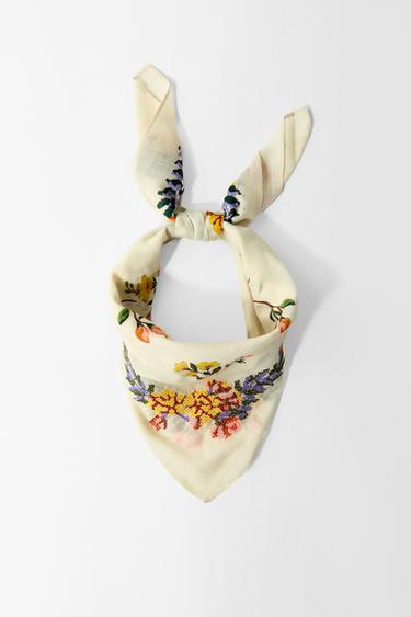 PAÑUELO ALGODÓN BORDADOS - Crudo de Zara