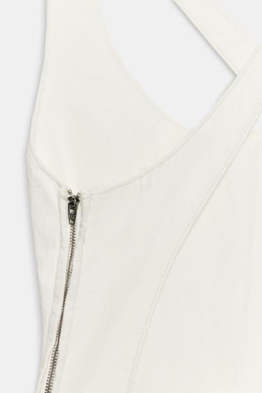 COMBINAISON DENIM TRF BRETELLES - Blanc cassé de Zara - Image 5