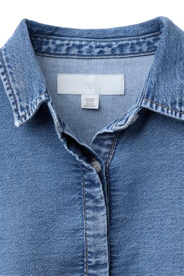 CAMISA DENIM BAJO SCHIFFLY - Azul de Zara