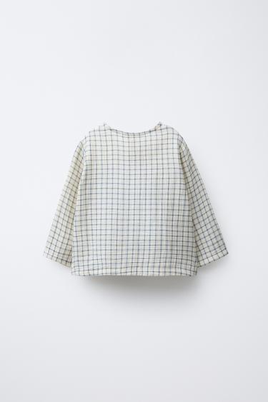 CHECK TEXTURED SHIRT - Ecru / Blue by Zara - Image 1