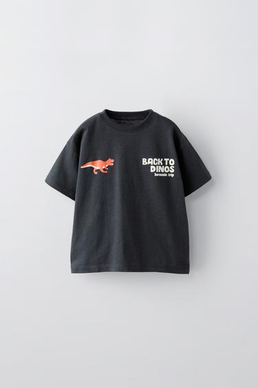 Zara DINOSAUR T-SHIRT - Black - Image 0