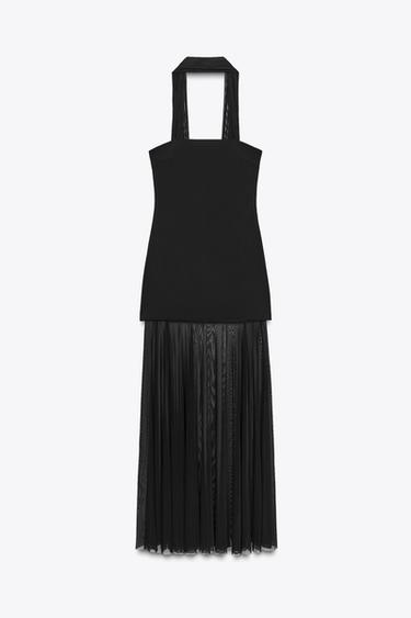فستان ممزوج بشفافية - أسود by Zara - Image 0