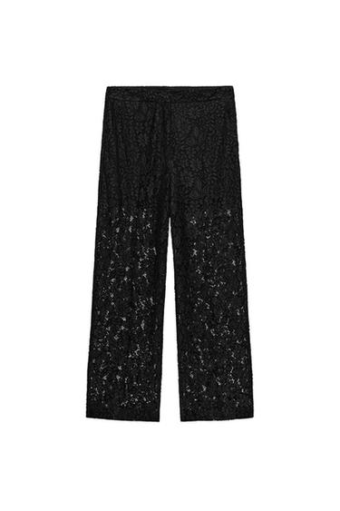 PANTALÓN CROPPED ENCAJE - Negro de Zara