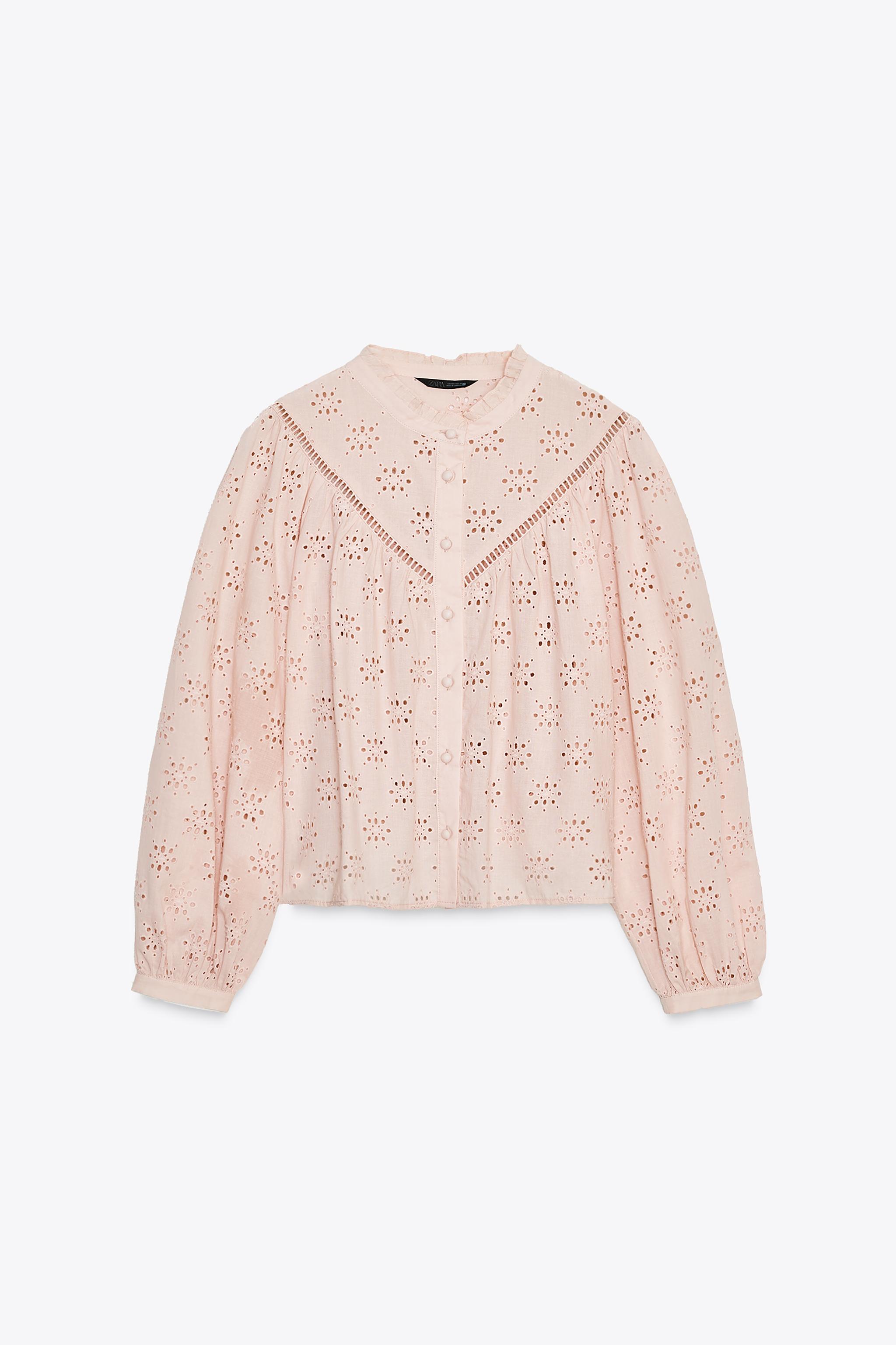 トップス M EYELET EMBROIDERY SHIRT - Pastel pink | ZARA United States