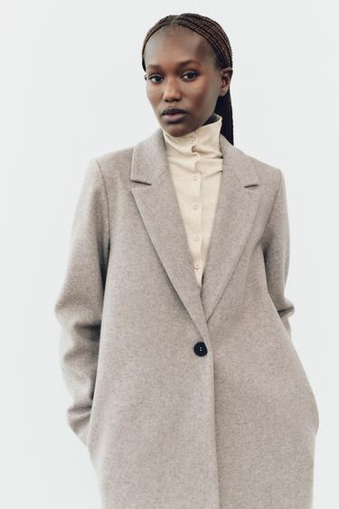 MANTEAU BASIQUE DOUX - Beige chiné de Zara - Image 1