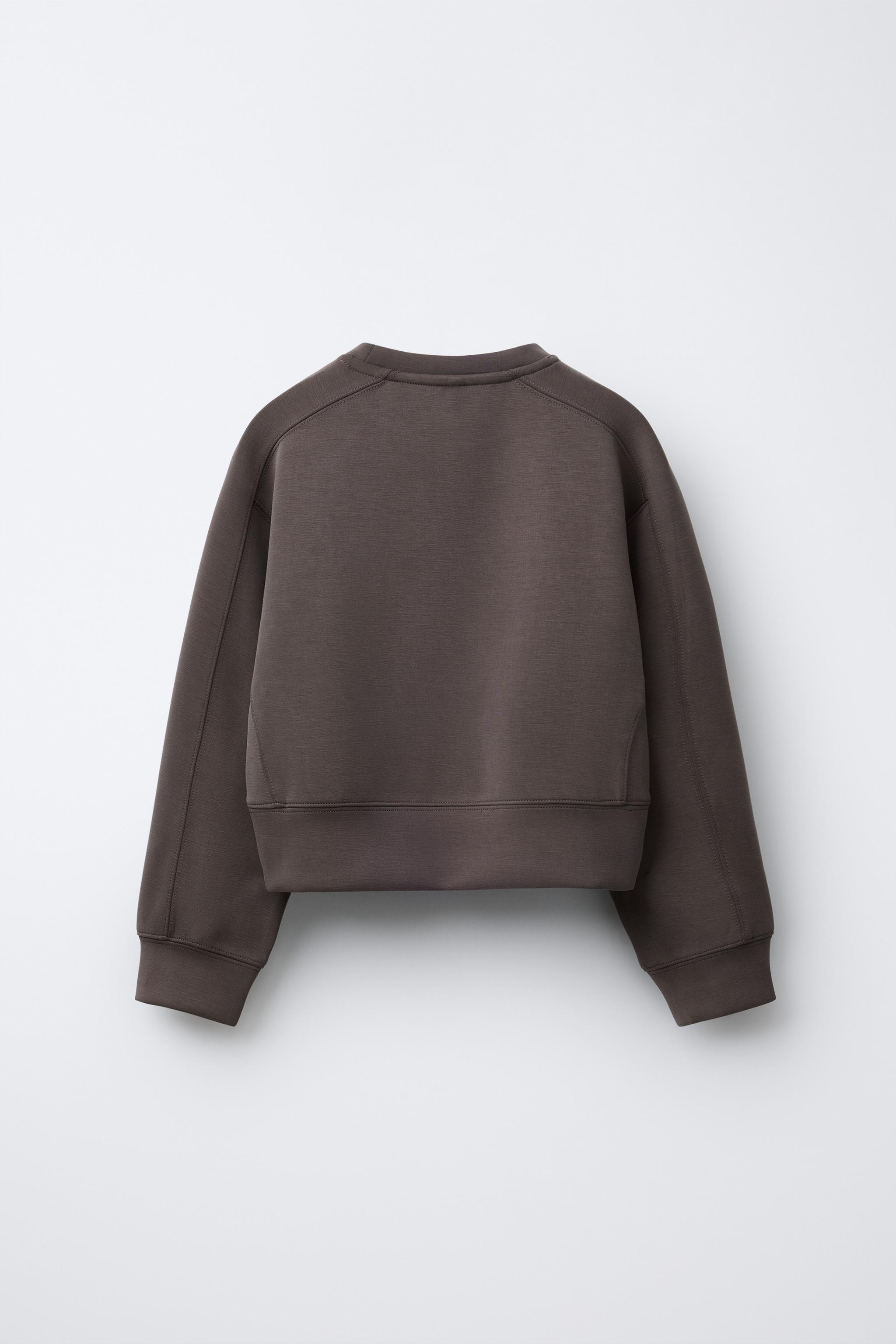 レリーフ加工テキスト入りスポーティスウェットシャツ - ブラウン