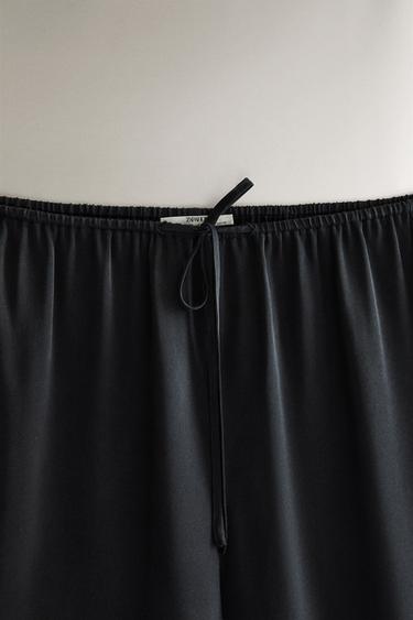 PANTALON EN SOIE - Bleu de Zara - Image 1
