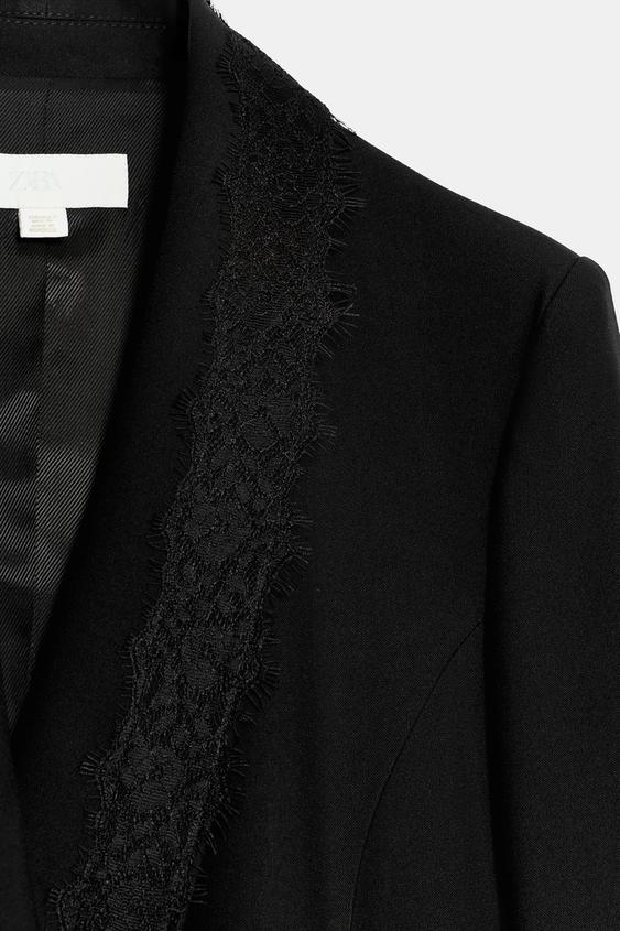 VESTE CROISÉE EN DENTELLE - Noir de Zara - Image 6
