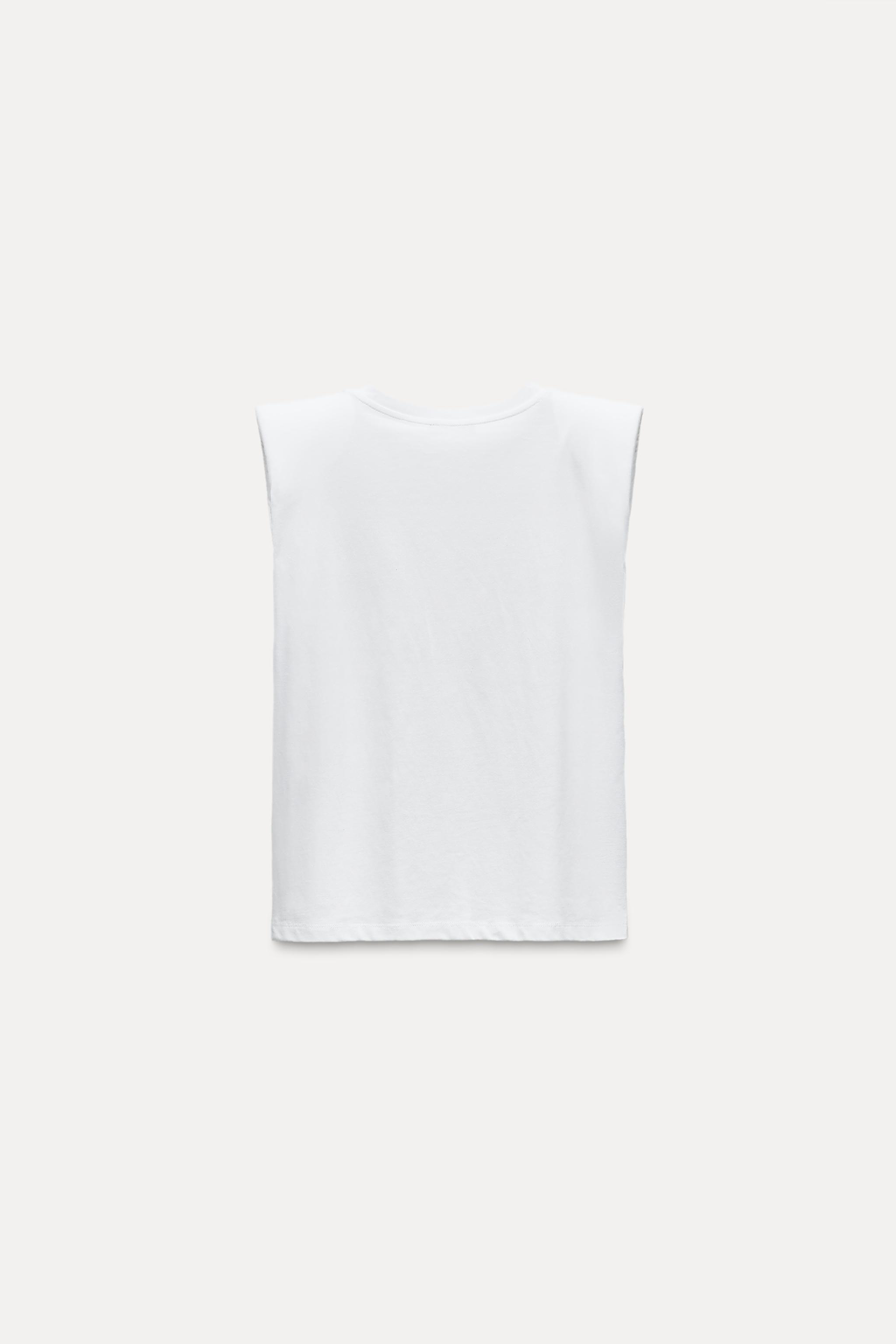 Zara white shoulder pad top sale