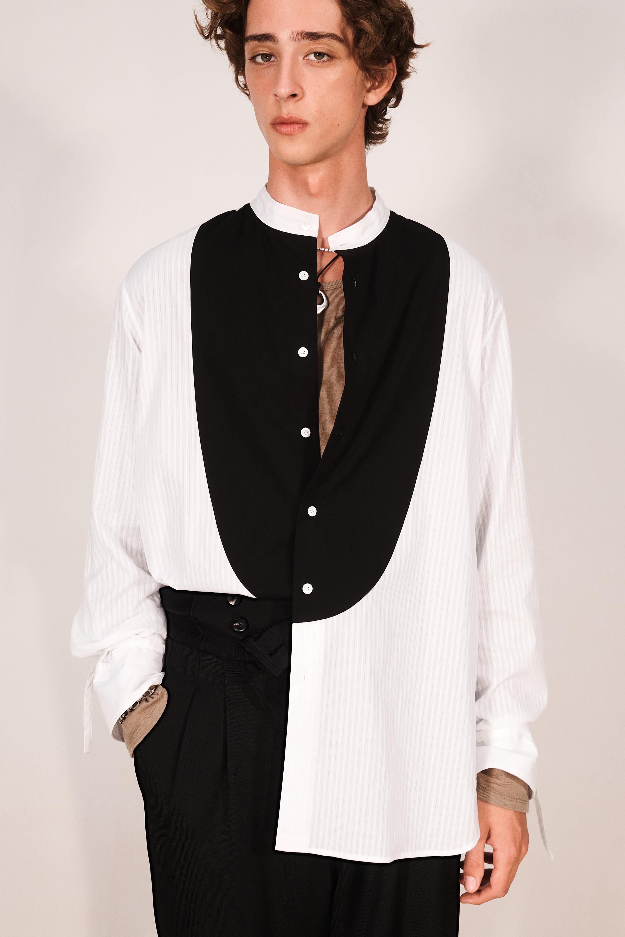 CHEMISE RELAXED FIT PLASTRON CONTRASTE