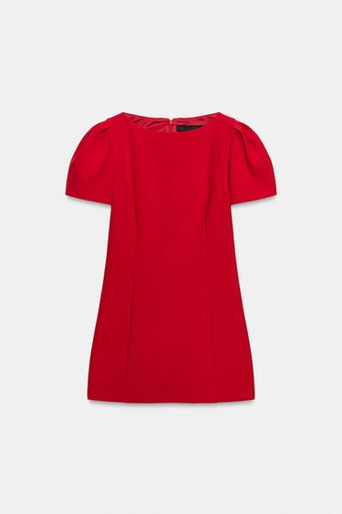 SHORT PUFF SLEEVE JUMPSUIT DRESS - Red by Zara - Image 0