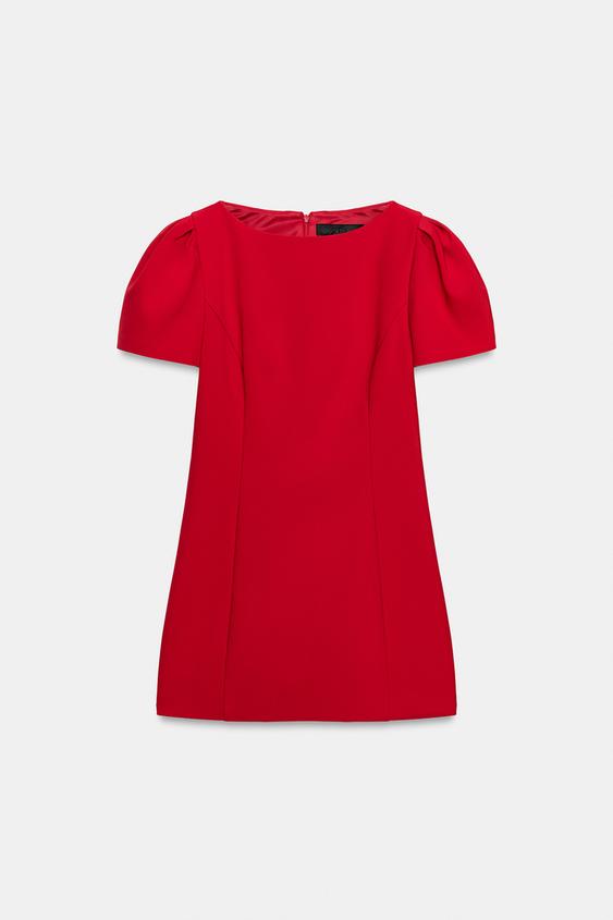 SHORT PUFF SLEEVE JUMPSUIT DRESS - Red by Zara - Image 0