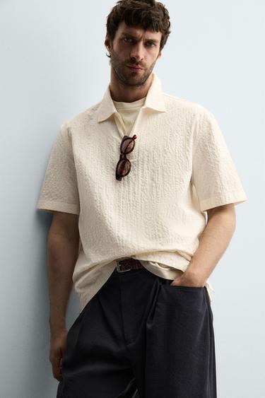 SEERSUCKER POLO SHIRT - White by Zara - Image 4