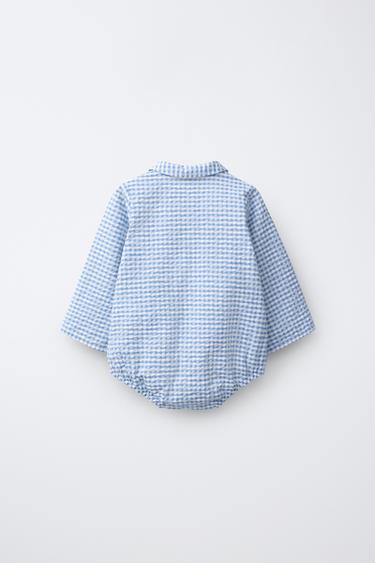 GINGHAM PRINT BODYSUIT — Blue 2