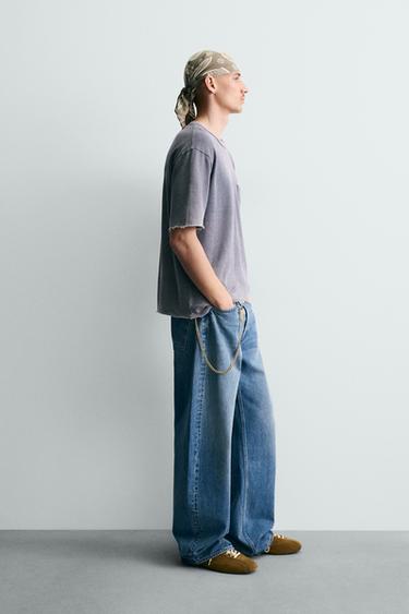 WASHED RELAXED FIT KNIT T-SHIRT - Faded blue by Zara - Image 3