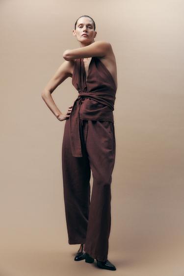 PANTALÓN PIJAMERO ZW COLLECTION - Burdeos de Zara