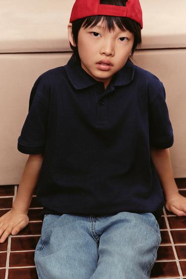 Zara 基本款網眼布 POLO 衫 - 海藍色