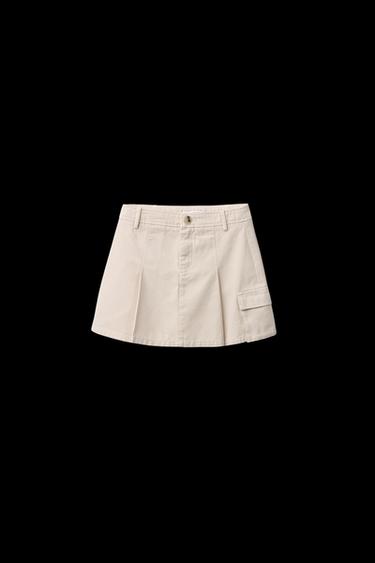 PLEATED SKIRT WITH POCKET - Light beige by Zara - Image 0