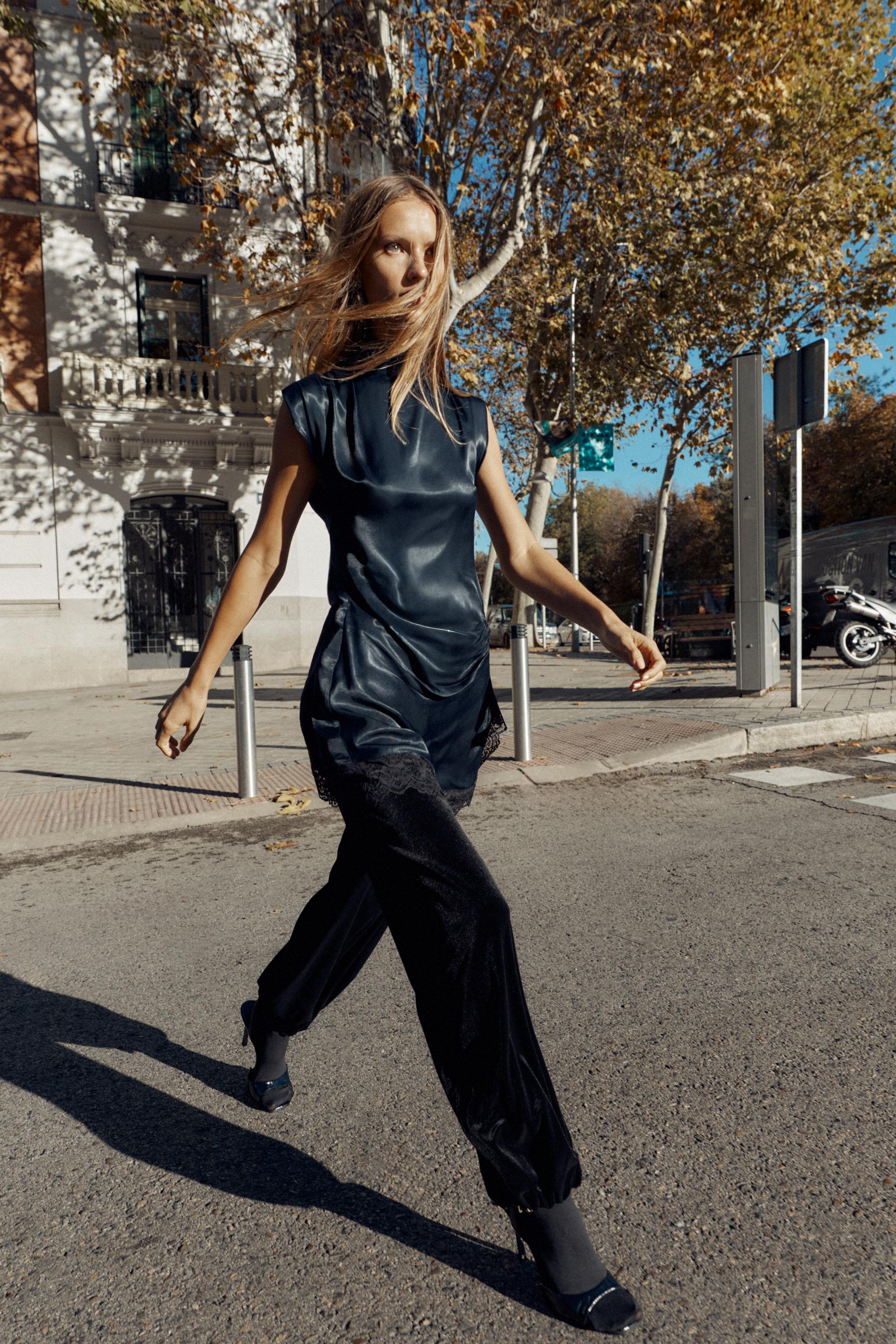 COMBINATION SATIN EFFECT LACE MINI DRESS