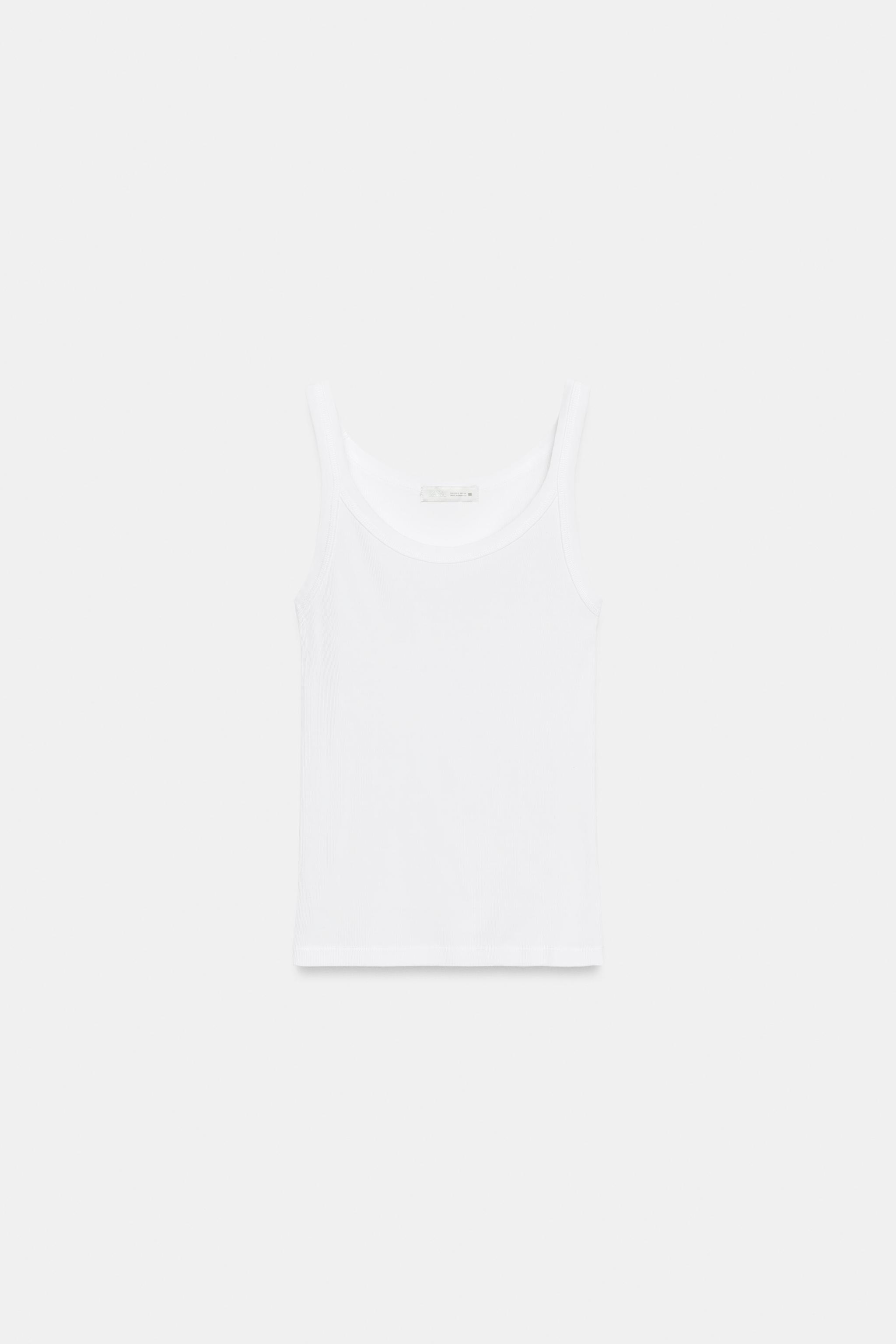 Zara RIBBED COTTON TANK TOP görsel 4